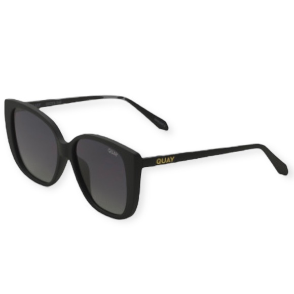 QUAY Ever After Sunglasses Matte Black Frame Smoke Gradient Lenses Large NWT - Picture 6 of 10